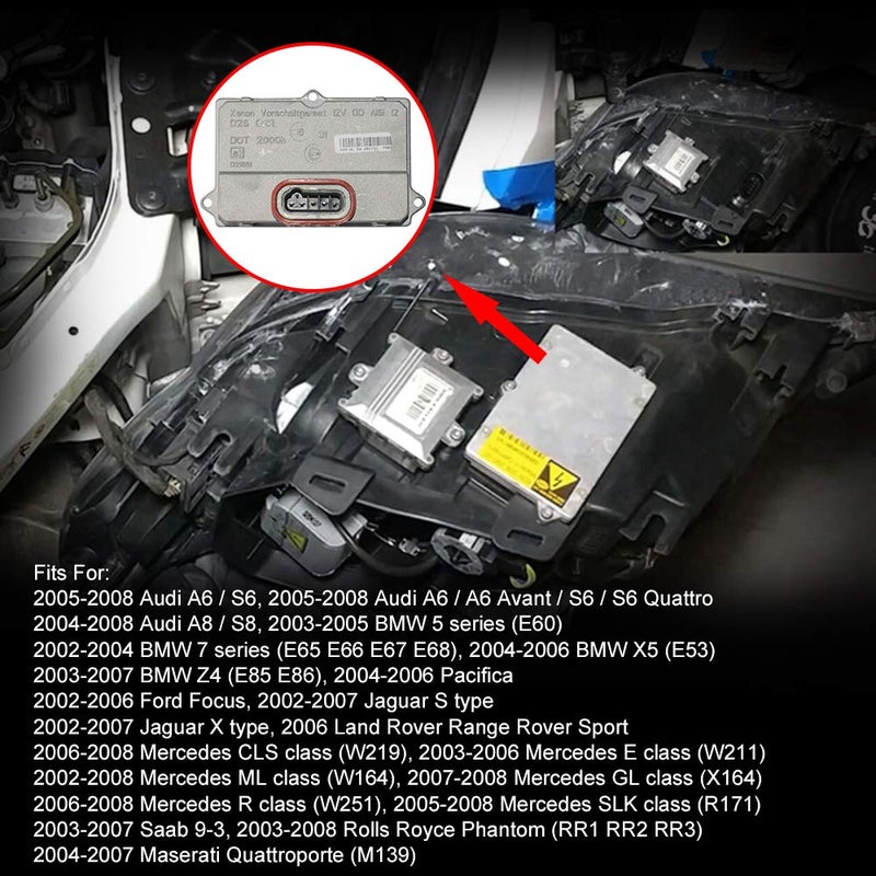 Surwit 5DV00829000 Xenon HID Ballast Headlight Control Unit Module Compatible with Au-di B-M-W F-ord Jaguar Land Rover M-'ercedes S'-aab 9-3, Part# 5DV 008 290-00 - Image 2
